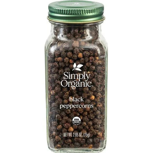 Simply Organic Whole Black Peppercorns 2.65 oz.